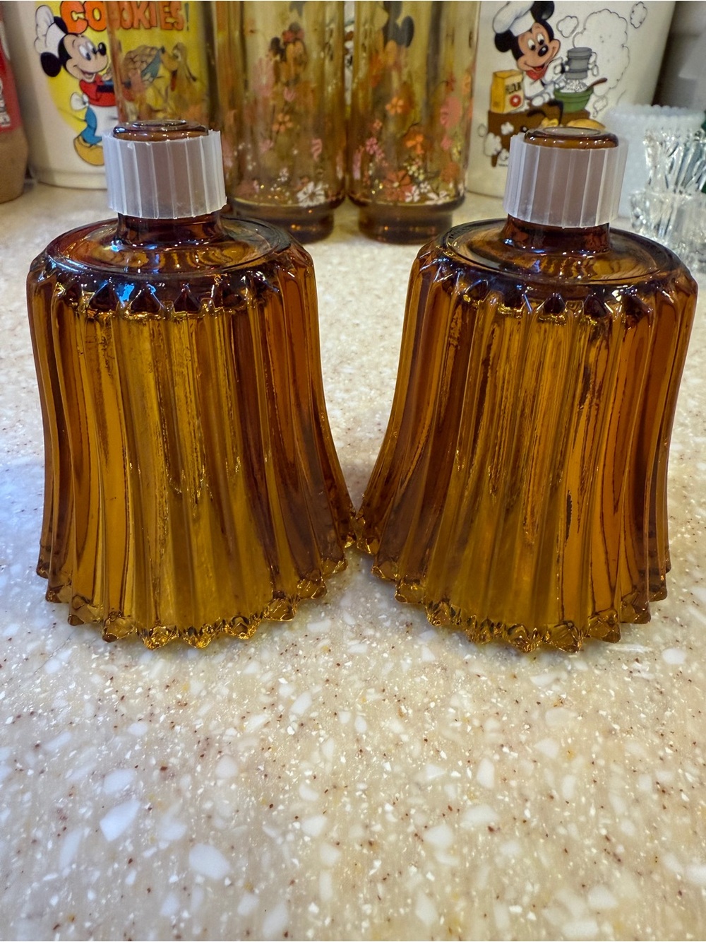 Vintage Amber Glass votive candle holders